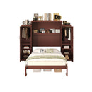 Queen Size Murphy Bed, Wooden Queen Wall Bed with 2 Wardrobe and Storage Shelf, Multifunctional Foldable Platform Bedframe for Guest-Room, Bedroom, Walnut