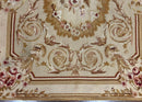 Aubusson Needlepoint Rug 4x5 ft, Beige and Tan, Aubusson Savonnerie Vintage Carpet, Handwoven Handmade Wool Rug, European Design Floral Rose