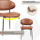 Mid-Century Modern Dining Chairs Set of 2 – Italian-Inspired Bentwood Design with Matte Metal Legs & Luxe PU Leather Seating