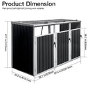 Garbage Bin Shed Stores 3 Trash Cans Metal Outdoor Bin Shed for Garbage Storage,Grey