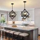 18 Inch Black Geometric Industrial Farmhouse Chandelier With 4 Lights Adjustable Height