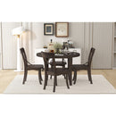 TREXM 5-piece Dining Set, Retro Simple Round Table and 4 Chairs with X-shaped Backrest for Kitchen, Dining Room and Living Room (Espresso)