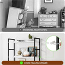 Two Piece Five Tier White Bookshelf Set Industrial Modern Bookcase For Living Room Office
