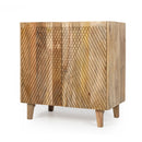 TREXM Wood Accent Cabinet with Storage, Rustic Mango Wood Storage Cabinet with Fluted Design and Adjustable Shelf for Dining Room, Kitchen, and Living Room (Natural)