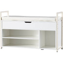 39'Shoe Storage Bench, Entryway Bench with Lift Top Storage Box, Metal and Board Bench for Entryway, Two Tier Shoe Rack Organizer for Entryway, Bedroom, Hallway, Industrial,  white