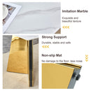 Table and chair set.63'x31.5x30' Luxurious Snow Mountain Patterned Sintered Stone Table with Golden Stainless Steel Butterfly Legs.Paried With 4 Black High-quality PU Chairs With Arched Metal Legs.