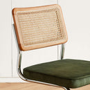 Green Rattan Dining Chairs FourPiece ChromeFinish Set