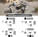 10 Piece Outdoor Wicker Sectional Sofa Set with Fire Pit