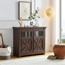 Coffee Bar Cabinet, Kitchen Storage Cabinet, Modern Farmhouse Buffet Sideboard and Adjustable Shelf, Barn Door Accent Cabinet for Kitchen, Dining Room, L38''*W15.35'*H35' Espresso