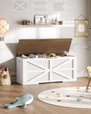 TwoTone Walnut White Storage Chest Durable 43.3Inch