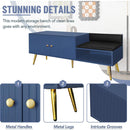 Modern Shoe Storage Bench with Hidden Storage and Upholstered Cushions for Bedside, Living Room and Entryway (Navy)