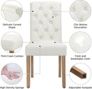Beige Tufted Upholstered Dining Chairs Set Of 2 For Kitchen