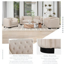 Modern Velvet Upholstered 3-Piece Sofa Set with Rubber Wood Legs in Beige
