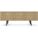 Mid Century TV Stand Solid Wood With Shelves And Cabinet