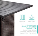 Brown Outdoor Wicker Bar Table Set With Bottle Opener