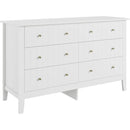 Modern White 52.4 Inch Wide 6 Drawer Dresser Chest Storage