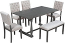 Six Person Premium Solid Wood Dining Table Set Bench