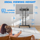 Height Adjustable Mobile TV Cart For 32 To 83 Inch Screens With Locking Wheels