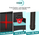 3 Piece Outdoor Patio Furniture Set With 2 Rattan Chairs And Blue Cushions For Porch And Garden