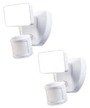 180 Degree LED Motion Sensor and Voice Activated Outdoor Security Flood Light White Finish, 6"H