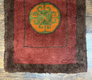 German Hooked Runner Rug 3x8, Vintage, Red, Wool