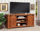 65 Inch Solid Wood TV Stand Honey Tobacco With Rustic Doors