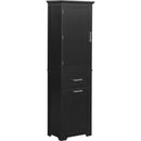 Tall Bathroom Storage Cabinet, Freestanding Storage Cabinet with Two Different Size Drawers and Adjustable Shelf, MDF Board with Painted Finish, Black