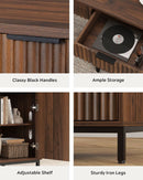 Brown 47 Inch Fluted Executive Desk Charging Station