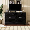 Modern 3 Drawer Bedroom Chest of Drawers with 7 Drawers Dresser, Clothes Organizer -Metal Pulls for Living Room, Bedroom, Hallway, Black, 47.6" x 15.7" x 26.6"