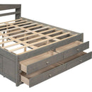 King Size Platform Bed with Storage Headboard and 8 Drawers, Gray