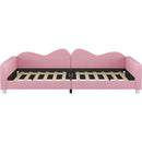 Full size Upholstered Daybed, Sherpa Fabric Sofabed with Cloud-Shaped Backrest, No Box-spring Needed, Pink