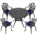35.43-inch Cast Aluminum Patio Dining Table With Black Frame and Umbrella Hole