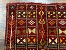 Moroccan Berber Tribal Rug 3x5, Geometric Area Rug, Red Orange Brown
