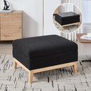 33.86'W Upholstered Wood Base Storage Ottoman with Reversible Lid Coffee Table, Foot Stool Square Footrest with Rubberwood Legs for Living Room Bedroom Entryway and Office, Black Boucle.