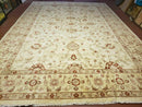 Oushak Rug 10x14 Neutral Colors Handmade Peshawar Wool Carpet Oatmeal Beige