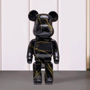 Street Art Bear Figurine: Black Marble