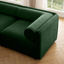 Modern Green Chenille 2-Seater Sofa with Ottoman Storage, Cylindrical Backrest and Armrests