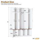[Assembly Video Provided] Farmhouse Hall Tree with 4 Hidden Hanging Hooks, Versatile Walnut Seating Bench with 8 Doors, Entryway Shoe Cabinet with Open Compartments for Living Room, White