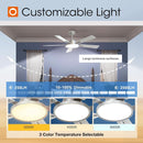 52 Inch Silver Ceiling Fan With Light And Remote Dimmable