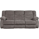 Gray Reclining Sofa With Waterfall Back For Living Room