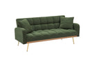 69 Inch Sofa Bed Green with Adjustable Teddy Sofa for Small Space Living Room and Bedroom