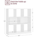White Bookcase With 8 Open Compartments Freestanding Storage Shelf 11x35.4x39.4