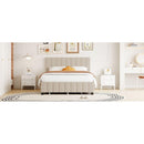 Queen Size Velvet Upholstered Platform Bed with 2 Drawers and 1 Twin XL Trundle- Beige