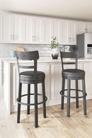 Valebeck 30.38 Black Upholstered Pub Height Swivel Barstool