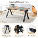 63'x35.4' Wood-Textured MDF Dining Table with Black A-Frame Legs.Density Board Sticker,Iron Pipe Spraying,Suitable for various occasions such as living rooms, kitchens, terraces, etc.