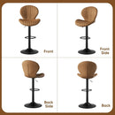 Bar Stools Set Of 3 Brown Counter Height Swivel Chairs With High Back