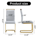 Modern Dining Chairs, PU Faux Leather High Back Upholstered Side Chair with Golden C-shaped Tube Metal Legs for Dining Room,Kitchen(Set of 2 )(LIGHT GRAY+PU)W115191487