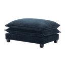 Contemporary Chenille Upholstered Sectional Sofa with Ottomans, USB Ports, Cup Holders & Storage, Blue