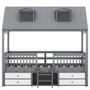 Twin Size Wood Bed House Bed Frame,Gray
