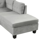 Modern Sectional Sofa with Storage Ottoman, L-Shape Couch with 2 Pillows and Cup Holders, Gray Velvet, 105 inch
